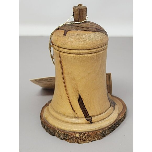 Vintage Wilderness Woods Olive Wood Nativity Christmas Ornament Bell Made Israel - Picture 2 of 10
